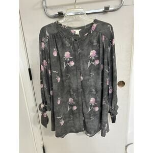 Caslon Gray and Pink Tie Sleeve Hidden Button Down size 2x